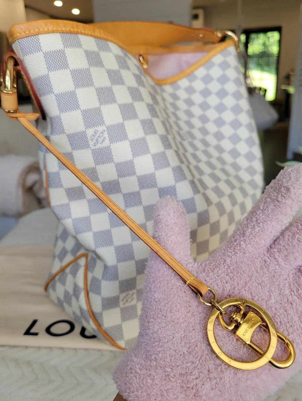 BEAUTIFUL🩷 Louis Vuitton DELIGHTFUL MM Damier Azur Hobo Shoulder Bag